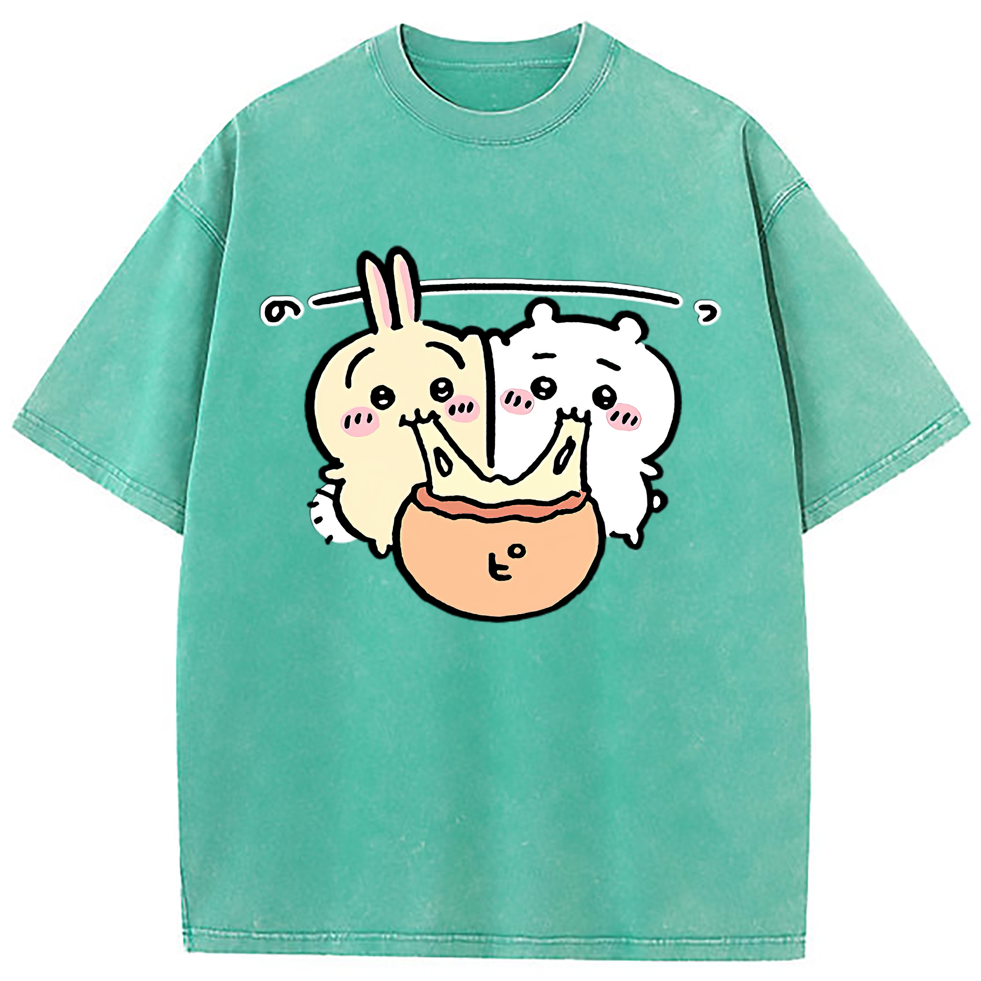 （画像用） ちいかわ うさぎ Chii-kawa usagi 綿100% ヴィンテージ風 半袖Tシャツ（フロントプリント）